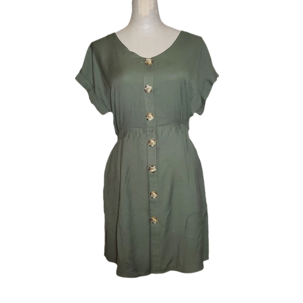 E&M Olive Button-Down Mini Dress Sz M